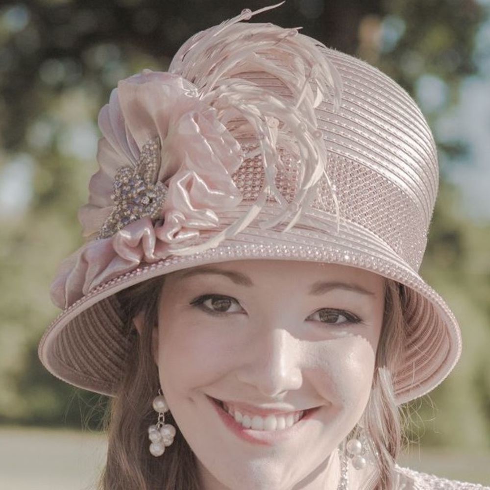Homecoming style hat. Light pink beautiful